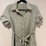 Aritzia ‎ Wilfred Eleta Linen Midi Button Up Shirt Dress Sz Small Dry Basil Green Photo 2