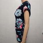 7th Avenue NY & Company Navy Floral Drape Neck Top Size Small Blue Photo 2