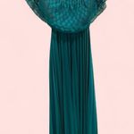 Vintage 70’s aquamarine lace top pleated maxi boho magical mermaid dress Blue Photo 1