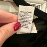 Carmen Marc Valvo Vintage Black Velvet Cocktail Whimsigoth Midi Dress Size 6 S Photo 3