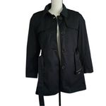 Banana Republic Black Trench Belted Jacket. Size Petite Large Photo 2