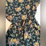 Max Studio Green Floral Flutter Sleeve Ruffled Dress With Belt Size XL NWT! Photo 3