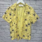 Vintage Sarah Elizabeth Linen Blend Dress Shirt 2 piece Size 14P Yellow Floral Photo 8