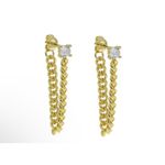 Boutique Solitaire Curb Chain Drop Earrings | Yellow Gold Filled Photo 6