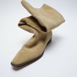 ZARA LOW HEEL SPLIT LEATHER HIGH SHAFT BOOTS Photo 12