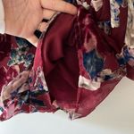 Akira Maroon Floral Long Flare Sleeve Romper Photo 4