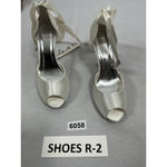 Womans White Satin Stiletto Dress Shoes Eu 37 Us 6.5/7 Peep Toe Ankle Accents Photo 2