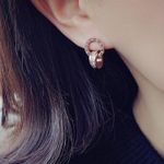 Korean fashion Small square diamonds Roman numbers earrings Gold Photo 0