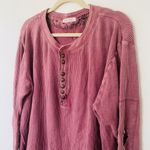 Free People  Fall For You Henley Sweet Cranberry Long Sleeve Oversized Top Sz M Photo 8