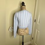 Haute Monde NTM: Light Blue & White Cropped Houndstooth Cardigan Size Medium Photo 15