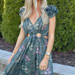Elliatt  kristen green floral ruffle detail‎ maxi cut out dress Small Photo 3