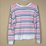 Talbots T by  Women’s UPF 50+ Stripe Multicolor Split Neck Polo Long Sleeve Shirt Photo 5