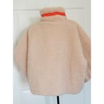 BP Faux Shearling Bomber Jacket Zip Front Wide Collar Beige Burnt Women's Size M Photo 1