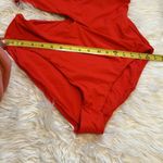 AQUA One Shoulder Cut Out One Piece Swimsuit Red Photo 8