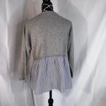 Moon & Madison Gray Sweater Woven Striped Cotton Shirt Combo Preppy Size Small Photo 1
