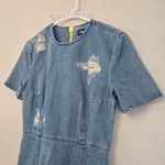 House Of Holland Distressed Denim Mini Dress Blue Size 2 Photo 6