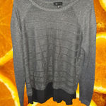 AB Studio  Gray Knit Sweater with Back Sheer Bottom Trim Size‎ XL Photo 0