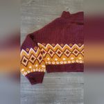 SO  Maroon & Gold Cropped Fair Isle Tie Up Sweater Size L Photo 8