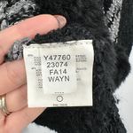 Venus Open Front Cardigan Sweater S Black Gray Stripe Fuzzy Trim Knit Photo 6