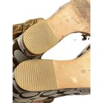 Coach Women’s Size 7 Wedge Sandals Peep For Patent Leather Navy Blue Khaki Cc Photo 14