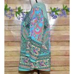 Figueroa & Flower Womens 2X Green Floral Lace Up Lace Back Blouse Tunic Top Photo 6