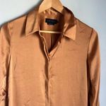 hatch maternity satin button down long sleeve shirt Orange Size undefined Photo 3