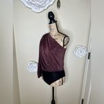 WAYF NTM: One Shoulder Long Sleeve Metallic Purple Oversized Bodysuit Sz XS Photo 8