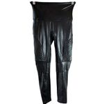 Spanx  Black Faux Leather Moto Leggings Size Large Biker Photo 2