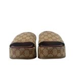 Gucci Angelina GG Canvas Monogram Print Platform Slides Brown Size 38.5 Photo 3