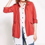 ZARA Front Zip Gold Snap Cinched Waist Military Utility Jacket Coral Pink Large Photo 1