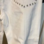 Twin Set women's size 28 mid seamed side stud embellished ripped boyfriend jeans White Photo 5