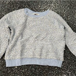 LOFT Women's Small Oversized Short Blue White Textured Top Sweatshirt Photo 0