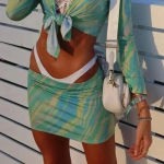 621 Daze Dayz Lime Juice Swirl Print Mini Skirt Green Blue Size Medium Photo 0