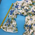 R&K Sheath Lace Floral 3/4 Bell Sleeve Top Size 18 Blue Photo 5