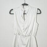 Lulus  White Sleeveless Mini Satin Blouson Dress NWT Size Small White Mini Dress Photo 5