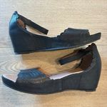 Sundance  Black Leather Perforated Cutout Wedge Heeled Sandal Size 40/8.5 US Photo 2