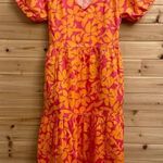 NWT J Crew Factory Size 2 Tiered Puff Sleeve V Neck Midi Preppy Dress Pink Photo 0