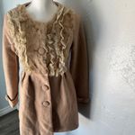 Elegant Tan Teddy Jacket with Ruffle Details Size XS Photo 2