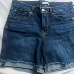 Kensie Dark Blue Frayed Hem Denim Shorts  Photo 1