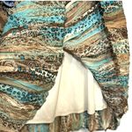 Dressbarn 8 Midi Skirt Funky Abstract Colorful Cheetah Retro Pleated Sheer Y2K Blue Photo 3