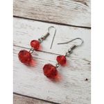 Red Beaded Dangle Earrings For Pierced Ears Photo 1