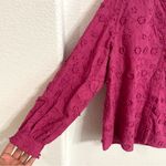 Soft Surroundings Womens Shirt Blouse Mauve Embroidered 3D Flower Size Medium Photo 5