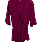 Elan  Romper Medium Burgundy Short Sleeve Boho Resortwear One Piece Photo 0