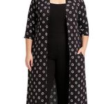 Vintage Kathryn Deene Black & White Graphic Print Duster Dress – Size 2X Photo 1