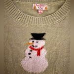 Poof! Merry Christmas by POOF Women’s Mint Green Snowman ⛄️ Sweater Photo 3