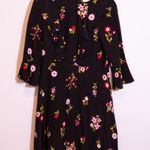 Kate Spade In Bloom Floral Flower Print Ruffle Multi Color Silk Chiffon Dress 6 Photo 0