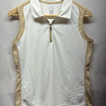 IZOD  Women's‎ White and Tan Zip-Up Tank Top Photo 0