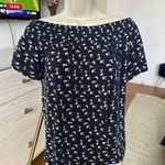 Max jeans  Swallows Print Navy Off the Shoulder Top Photo 0