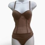 Fashion House Laceup Back Bodysuit Tan Size M Photo 0
