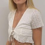 American Threads white embroidered eyelet crop top Photo 0